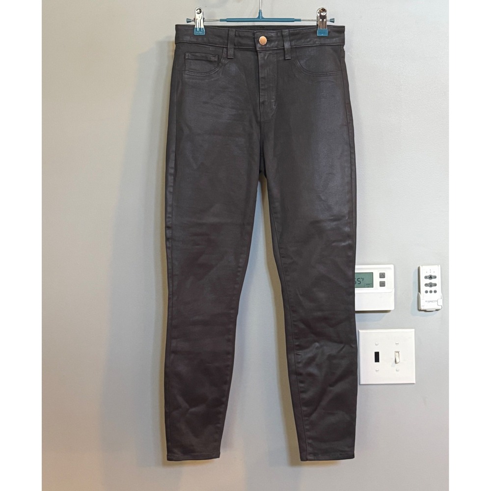 L'AGENCE Margot High‎ Rise Skinny Jeans Greystone Coated Grey Size 27 2294LMDC